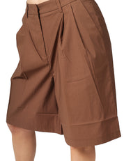 BERMUDA DONNA ALPHA STUDIO CIOCCOLATO IN TELA DI COTONE TECNICO CON PINCES