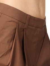 BERMUDA DONNA ALPHA STUDIO CIOCCOLATO IN TELA DI COTONE TECNICO CON PINCES