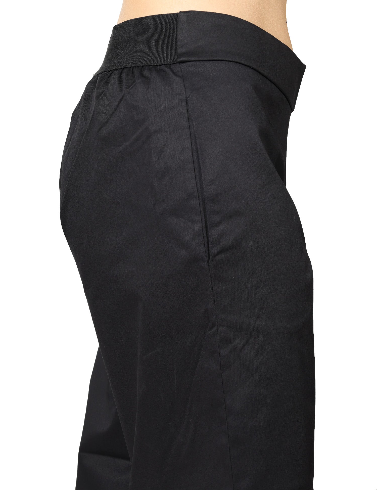 PANTALONE DONNA ALPHA STUDIO NERO A VITA ALTA IN HEAVY POPELINE