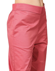 PANTALONE DONNA ALPHA STUDIO CIPOLLA A VITA ALTA IN HEAVY POPELINE