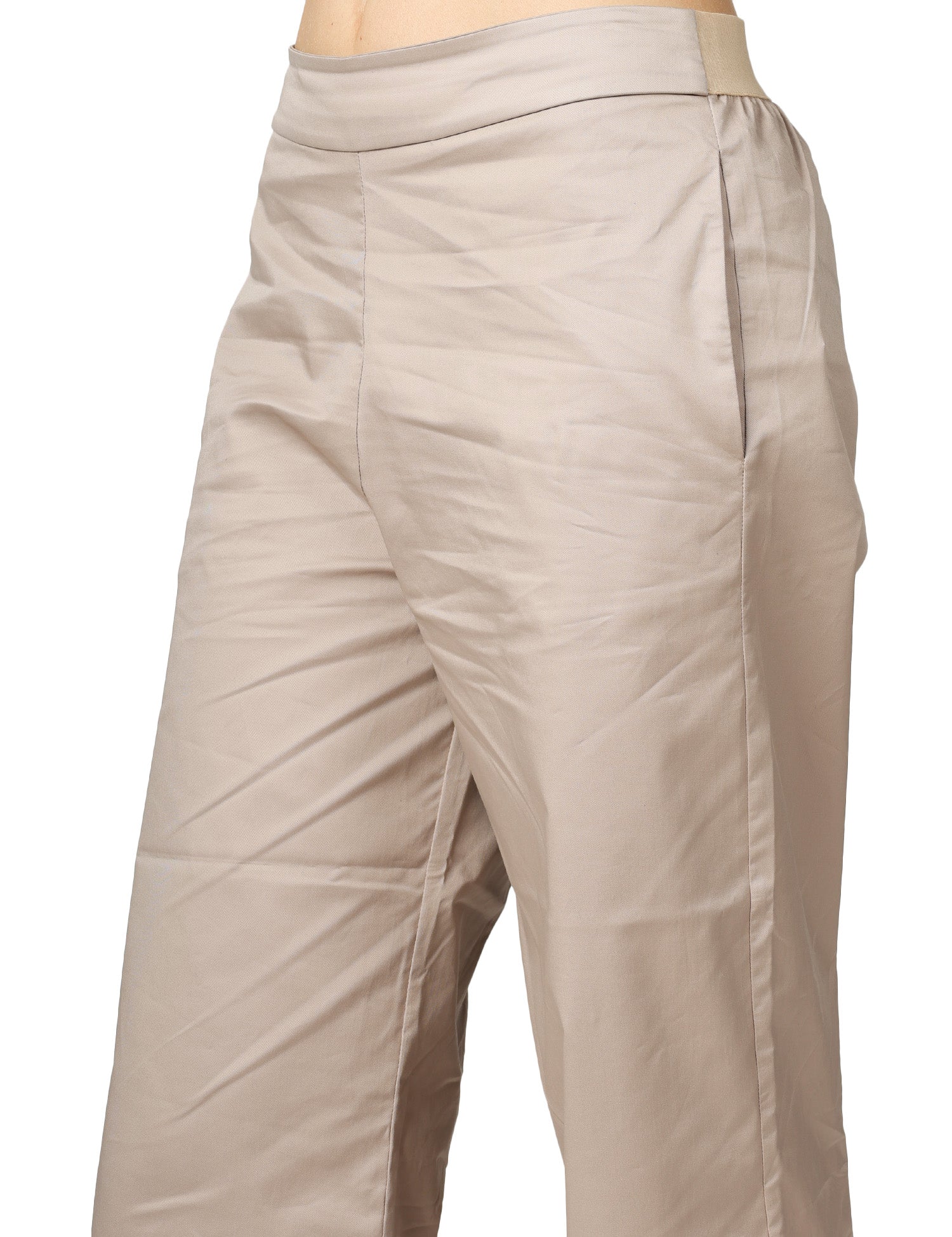 PANTALONE DONNA ALPHA STUDIO CORDA A VITA ALTA IN HEAVY POPELINE