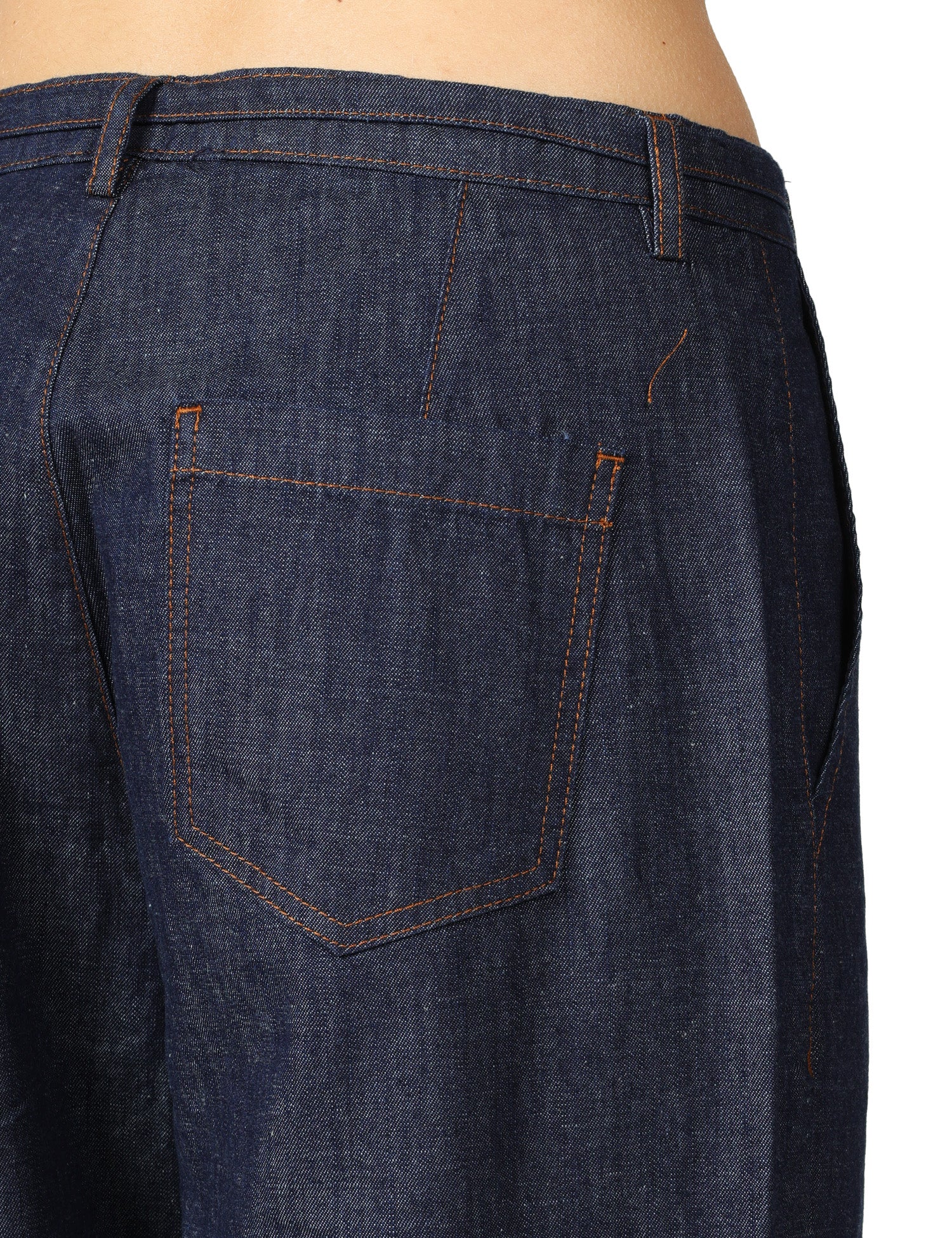 PANTALONE DONNA ALPHA STUDIO BLU FLARE FIT IN COTONE CHAMBRAY CON CINTURINO IN TONO