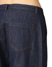 PANTALONE DONNA ALPHA STUDIO BLU FLARE FIT IN COTONE CHAMBRAY CON CINTURINO IN TONO