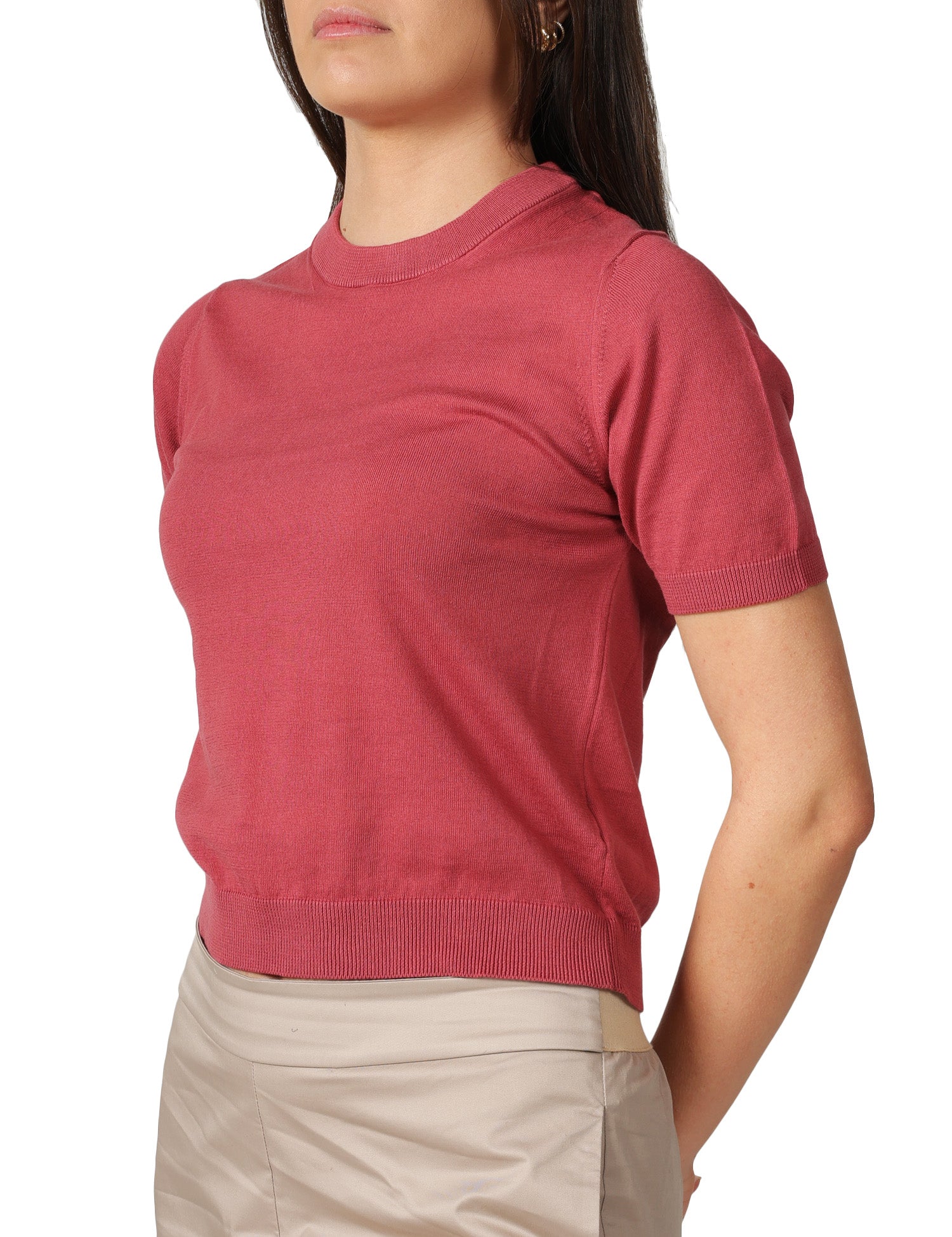 MAGLIA DONNA ALPHA STUDIO CIPOLLA GIROCOLLO A MEZZE MANICHE 100% COTONE