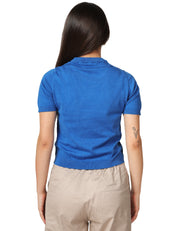 MAGLIA DONNA ALPHA STUDIO BLU MARINO GIROCOLLO A MEZZE MANICHE 100%COTONE