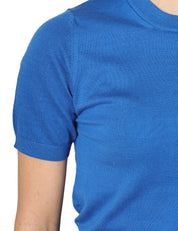 MAGLIA DONNA ALPHA STUDIO BLU MARINO GIROCOLLO A MEZZE MANICHE 100%COTONE