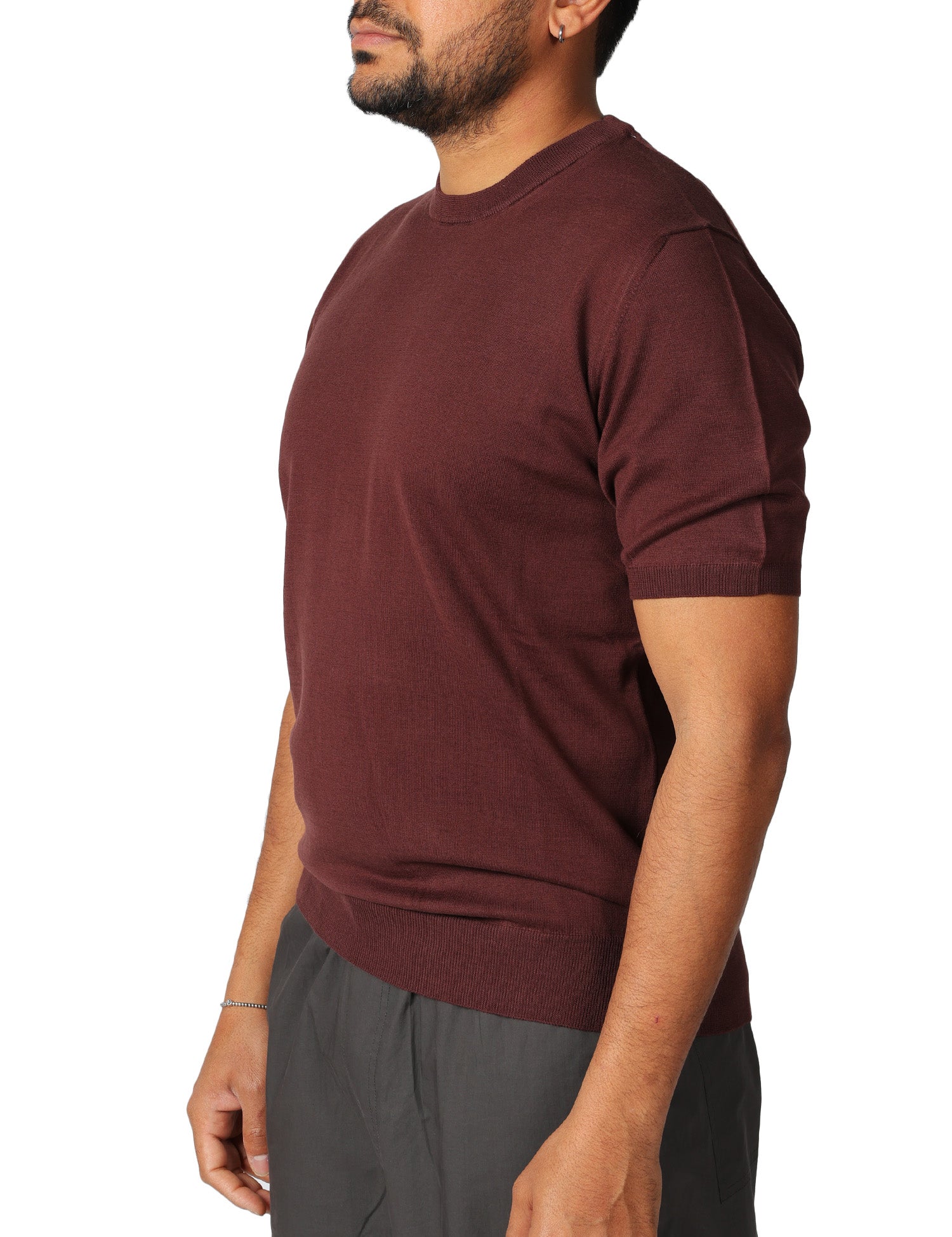 MAGLIA UOMO ALPHA STUDIO CIOCCOLATO GIROCOLLO A MEZZE MANICHE 100% LIGHT COTTON