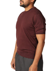 MAGLIA UOMO ALPHA STUDIO CIOCCOLATO GIROCOLLO A MEZZE MANICHE 100% LIGHT COTTON