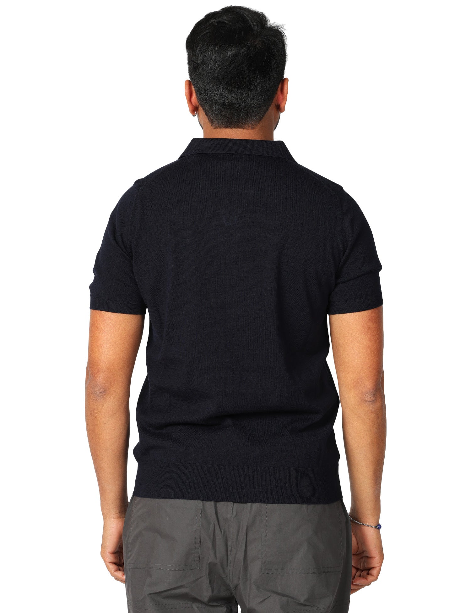 POLO UOMO ALPHA STUDIO BLU CON PICCOLO SCOLLO A V 100% LIGHT COTTON