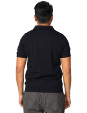 POLO UOMO ALPHA STUDIO BLU CON PICCOLO SCOLLO A V 100% LIGHT COTTON