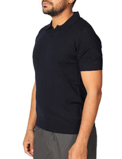 POLO UOMO ALPHA STUDIO BLU CON PICCOLO SCOLLO A V 100% LIGHT COTTON