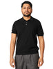 Polo uomo alpha studio nera a mezza manica con bottoni in cotone crepe