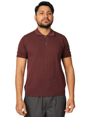 POLO UOMO ALPHA STUDIO CIOCCOLATO A MEZZE MANICHE IN COTONE CREPE 100%
