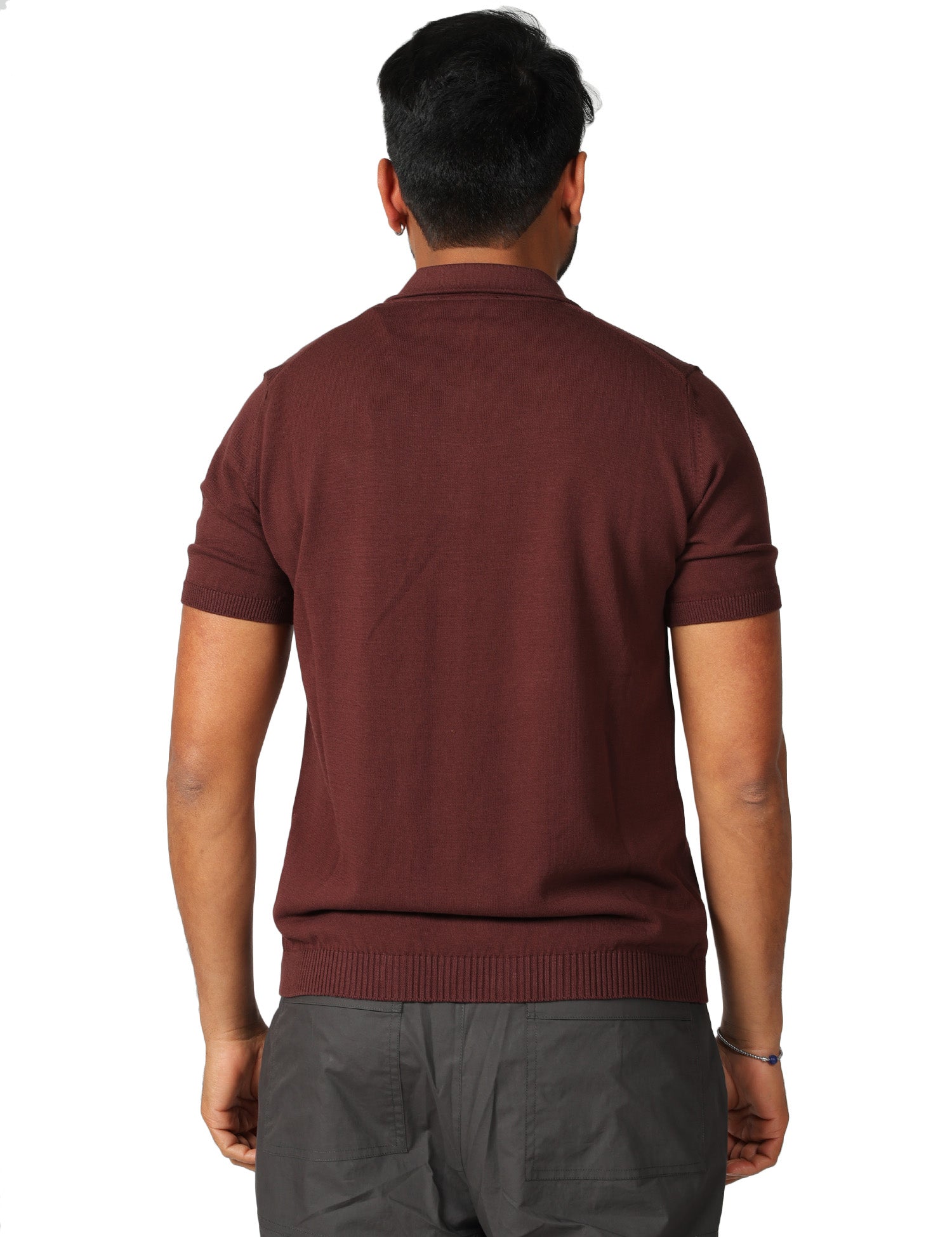 POLO UOMO ALPHA STUDIO CIOCCOLATO A MEZZE MANICHE IN COTONE CREPE 100%