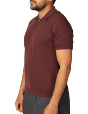 POLO UOMO ALPHA STUDIO CIOCCOLATO A MEZZE MANICHE IN COTONE CREPE 100%
