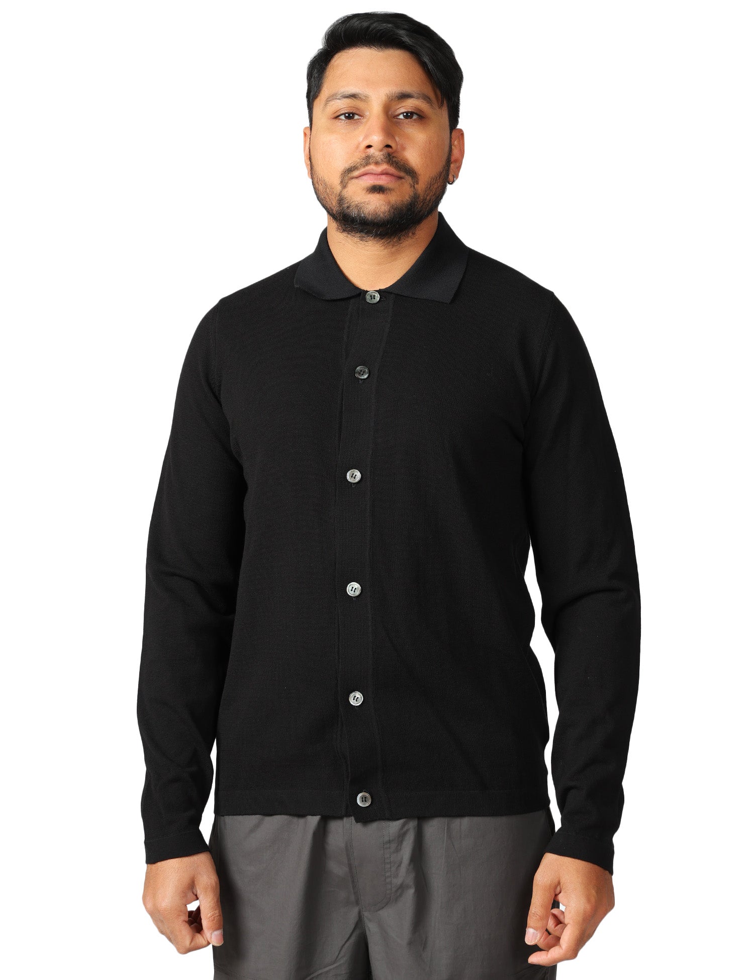 CAMICIA UOMO ALPHA STUDIO NERA IN COTONE CREPE URBAN
