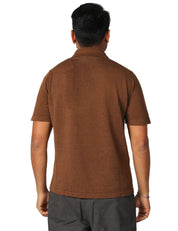 POLO UOMO ALPHA STUDIO CAFFè CON PICCOLO SCOLLO A V IN LINO E COTONE