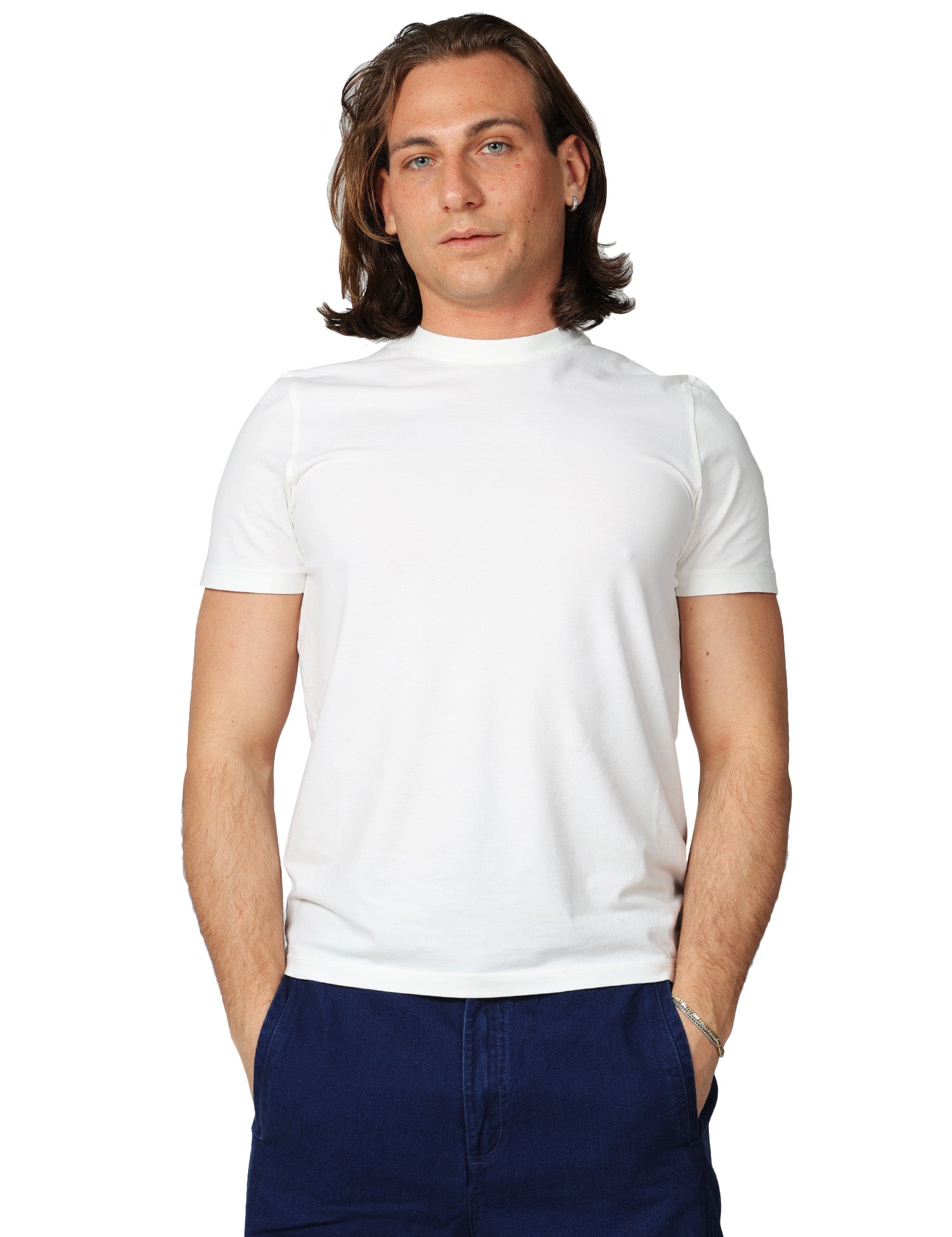 T-SHIRT UOMO ALPHA STUDIO BIANCA GIROCOLLO ICE COTTON REGULAR FIT