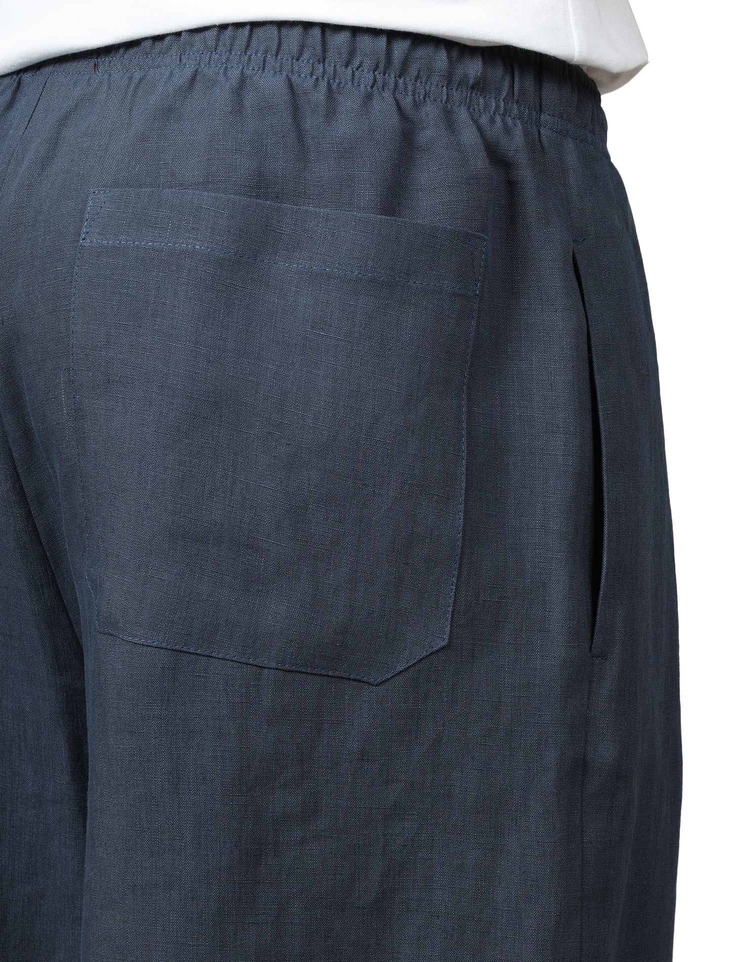 BERMUDA UOMO AMARANTO BLU NOTTE IN LINO CON ELASTICO IN VITA