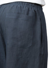 BERMUDA UOMO AMARANTO BLU NOTTE IN LINO CON ELASTICO IN VITA