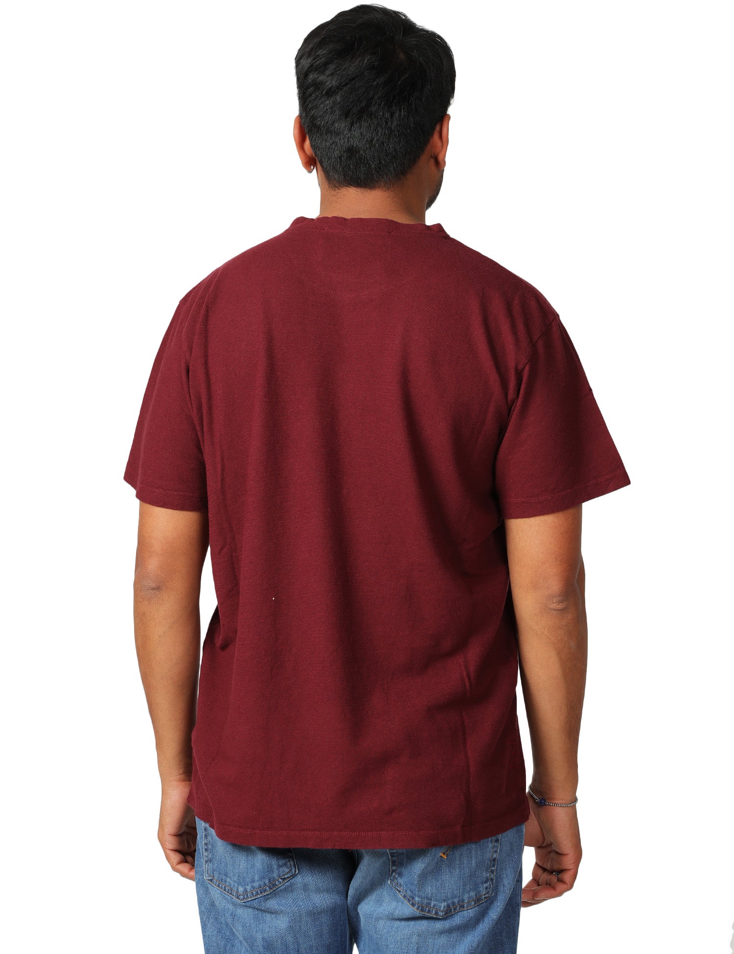 T-SHIRT UOMO AMARANTO GIROCOLLO IN COTONE