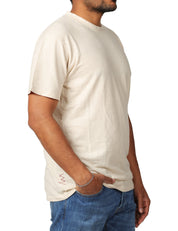 T-SHIRT UOMO AMARANTO LATTE GIROCOLLO IN COTONE