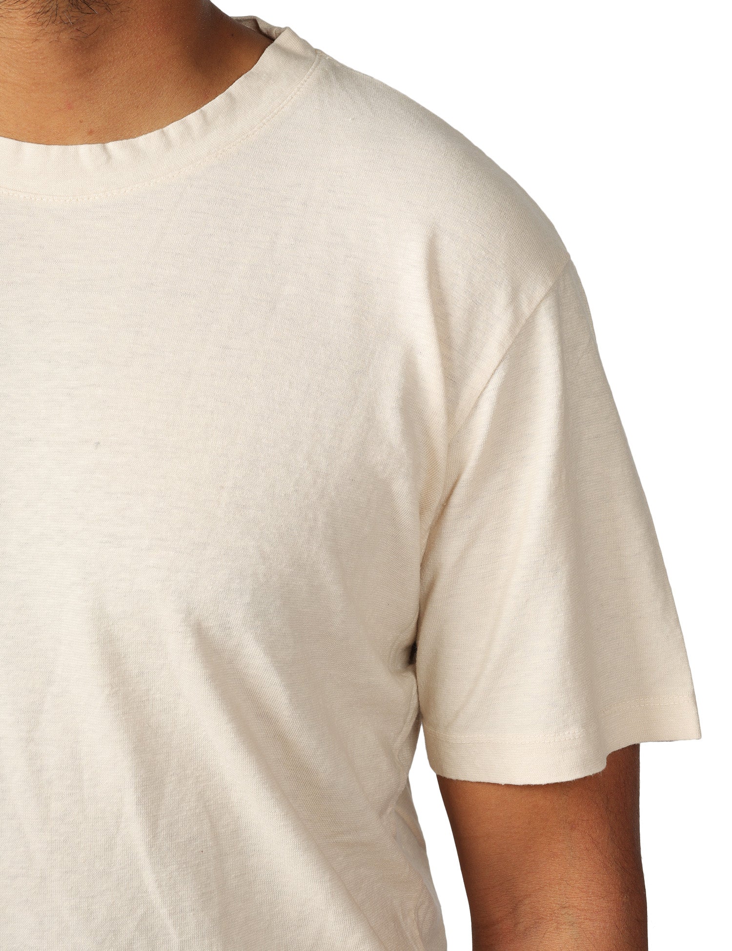 T-SHIRT UOMO AMARANTO LATTE GIROCOLLO IN COTONE