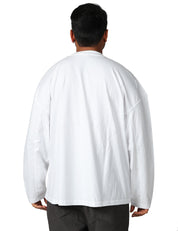 T-SHIRT UOMO AMERICAN VINTAGE BIANCA OVERSIZE A MANICHE LUNGHE CON LOGO STAMPATO 100%PURO COTONE
