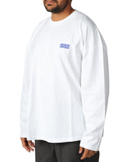 T-SHIRT UOMO AMERICAN VINTAGE BIANCA OVERSIZE A MANICHE LUNGHE CON LOGO STAMPATO 100%PURO COTONE