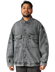 GIUBBOTTO UOMO AMERICAN VINTAGE YOPDAY GREY DENIM CON TASCHE SUL PETTO