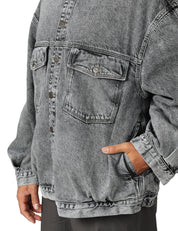 GIUBBOTTO UOMO AMERICAN VINTAGE YOPDAY GREY DENIM CON TASCHE SUL PETTO