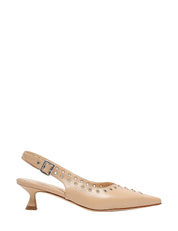SCARPA CHANEL DONNA ANNA F. BEIGE IN PELLE CON STRINGATURA E PICCOLE BORCHIE