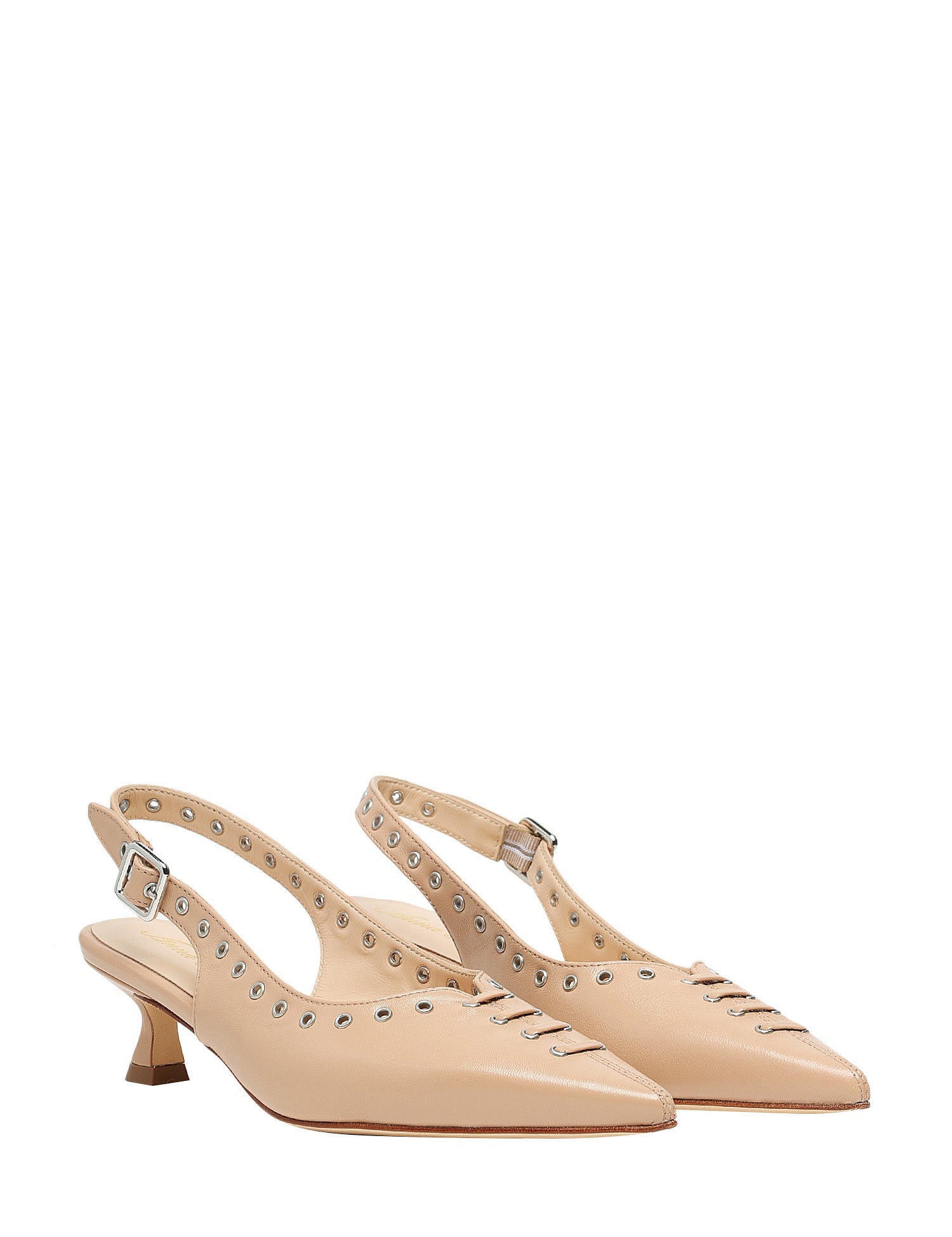 SCARPA CHANEL DONNA ANNA F. BEIGE IN PELLE CON STRINGATURA E PICCOLE BORCHIE