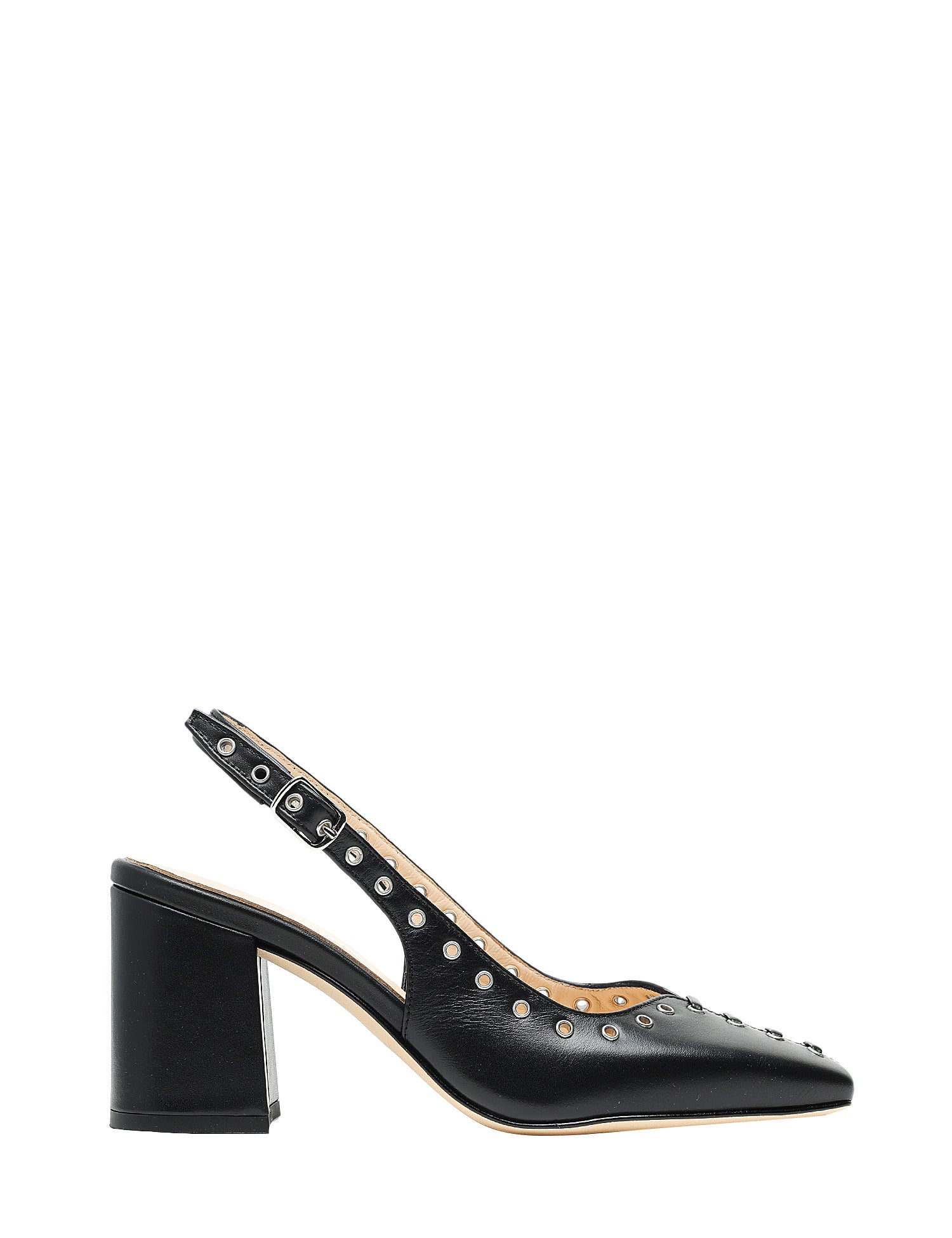 SCARPA CHANEL DONNA ANNA F. NERA IN PELLE CON TACCO QUADRATO E STRINGATURA