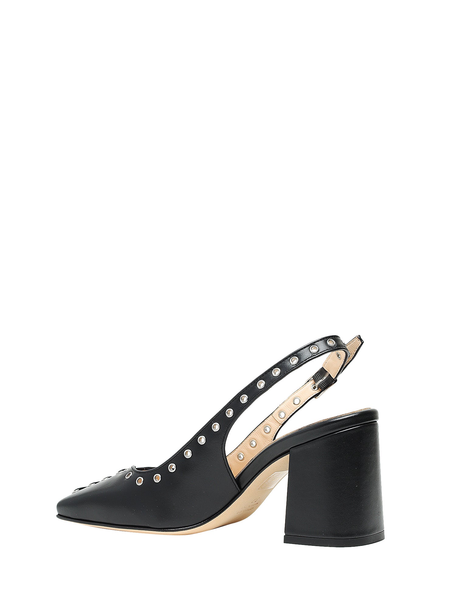 SCARPA CHANEL DONNA ANNA F. NERA IN PELLE CON TACCO QUADRATO E STRINGATURA