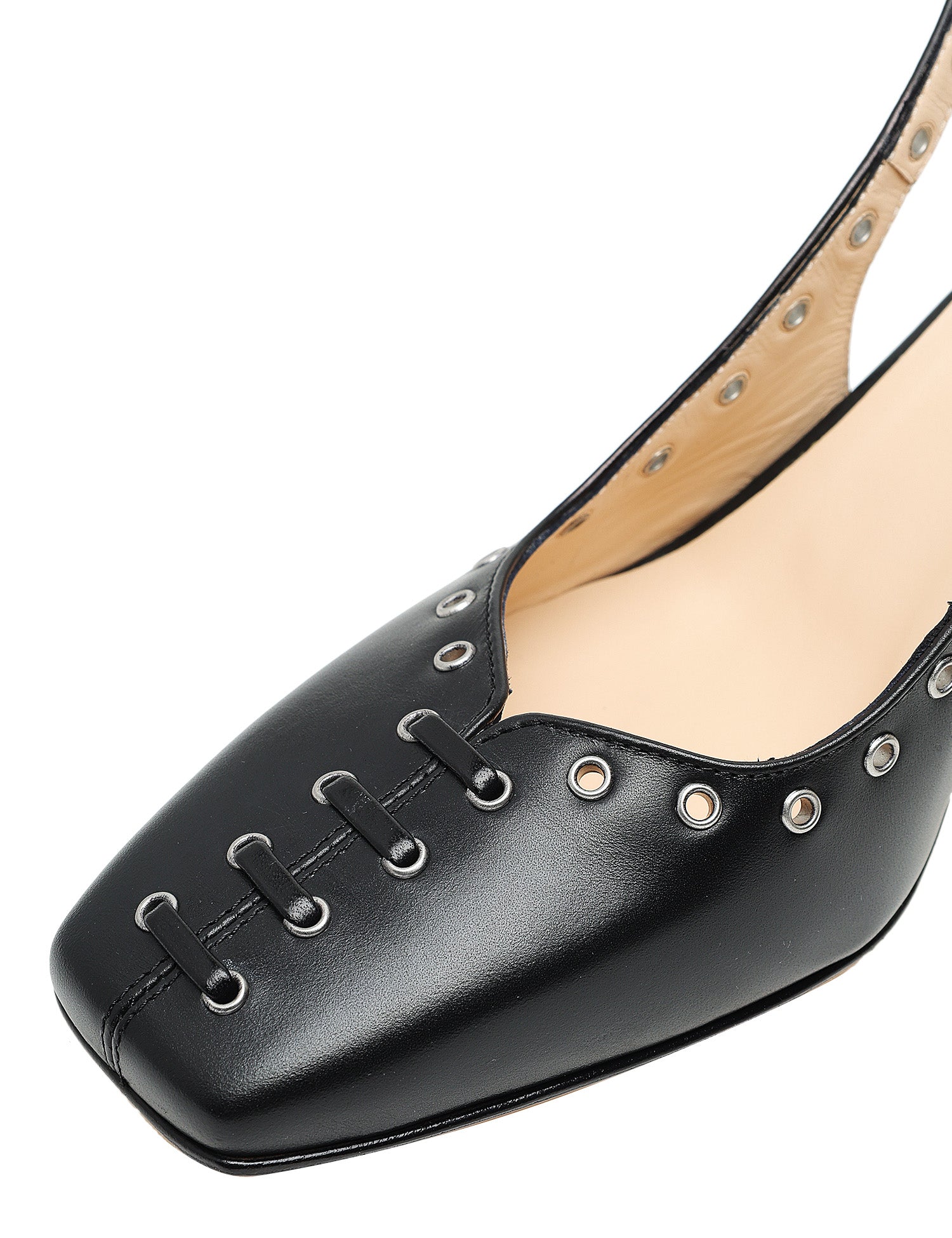 SCARPA CHANEL DONNA ANNA F. NERA IN PELLE CON TACCO QUADRATO E STRINGATURA