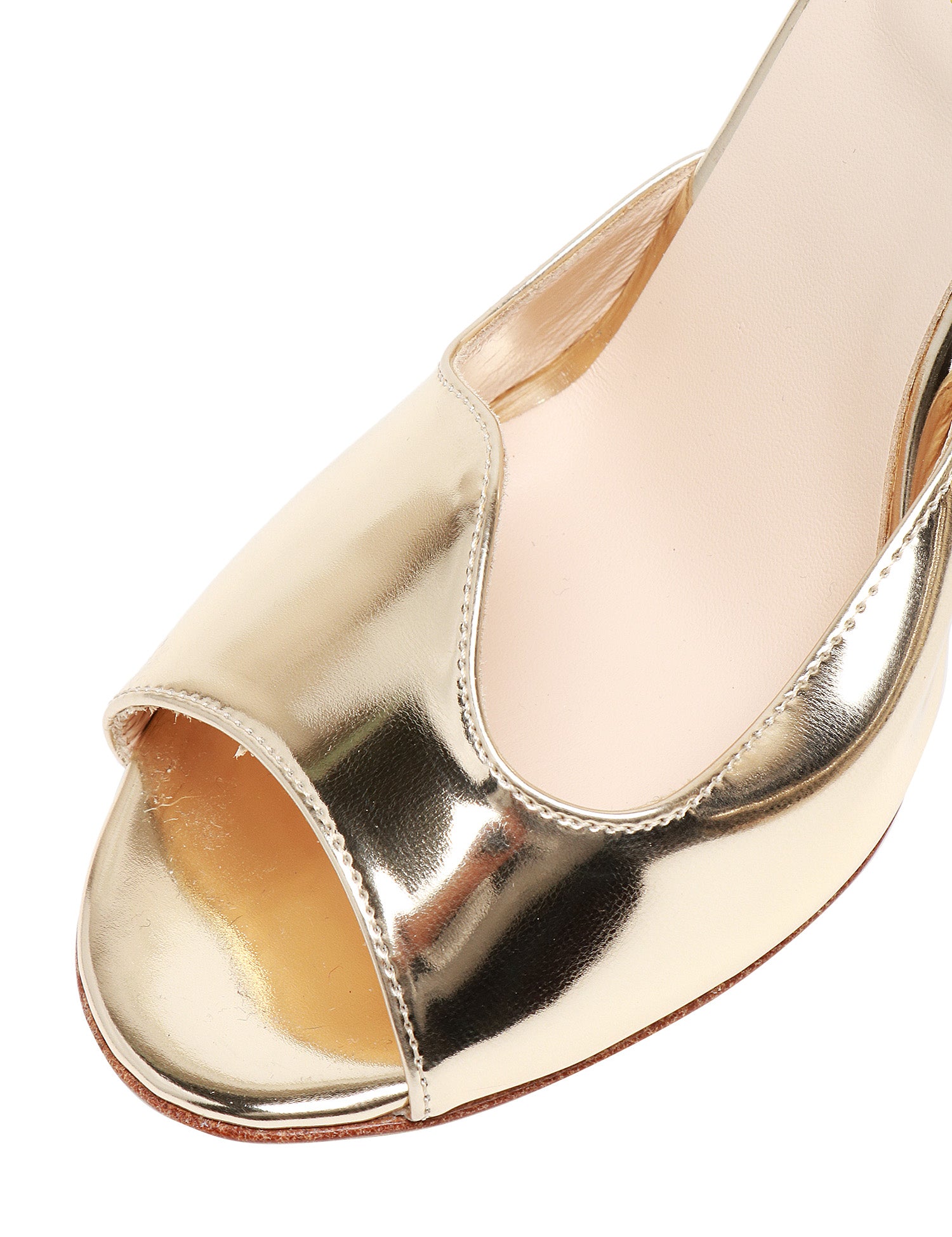 SANDALO DONNA ANNA F. PLATINO IN PELLE LAMINATA CON CINTURINO ALLA CAVIGLIA