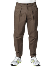 PANTALONE UOMO BEABLE MARRONE CON PINCES SINGOLA ED ELASTICO IN VITA