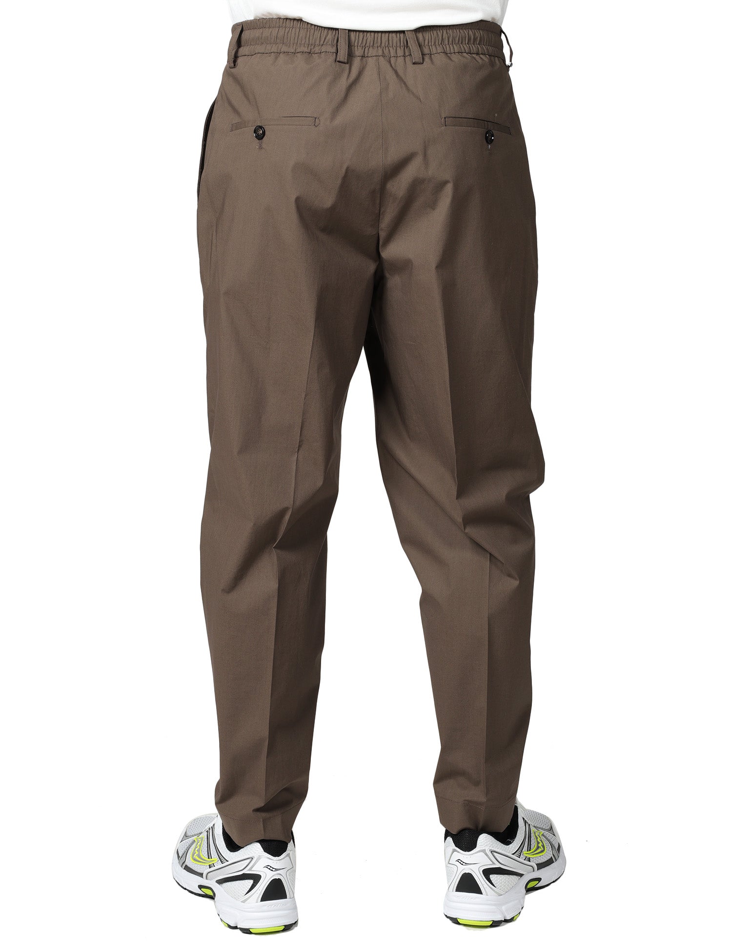 PANTALONE UOMO BEABLE MARRONE CON PINCES SINGOLA ED ELASTICO IN VITA