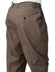 PANTALONE UOMO BEABLE MARRONE CON PINCES SINGOLA ED ELASTICO IN VITA