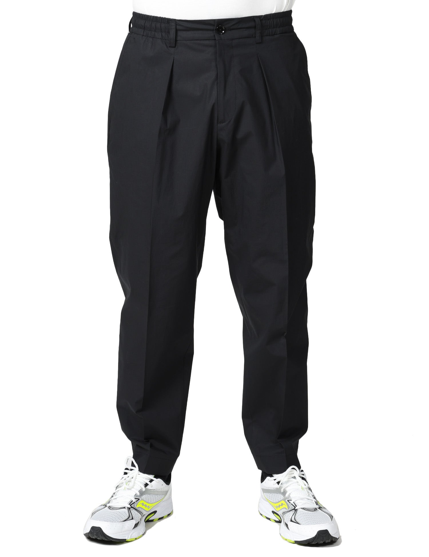 PANTALONE UOMO BEABLE NERO CON PINCES ED ELASTICO IN VITA