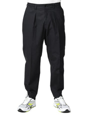 PANTALONE UOMO BEABLE NERO CON PINCES ED ELASTICO IN VITA