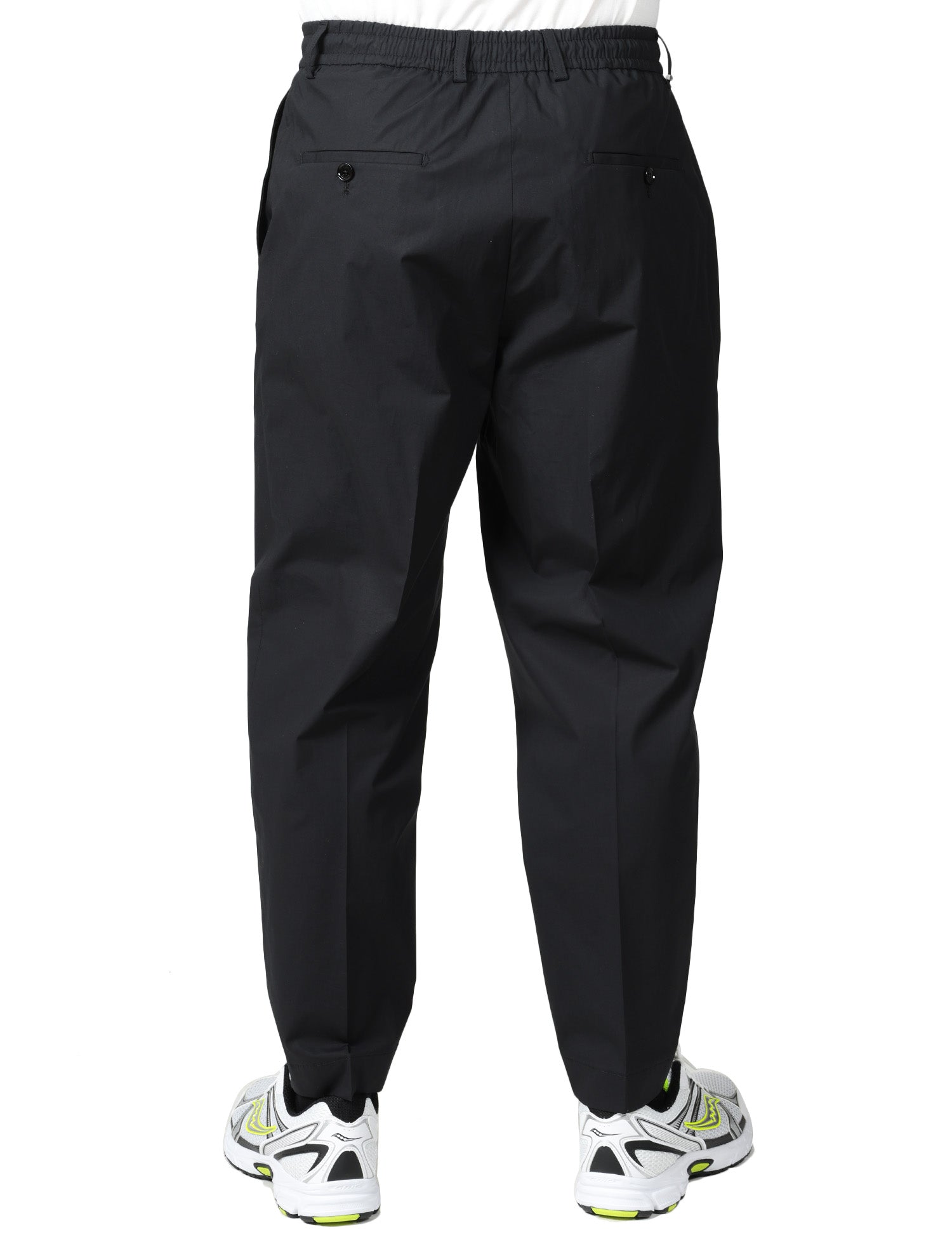 PANTALONE UOMO BEABLE NERO CON PINCES ED ELASTICO IN VITA