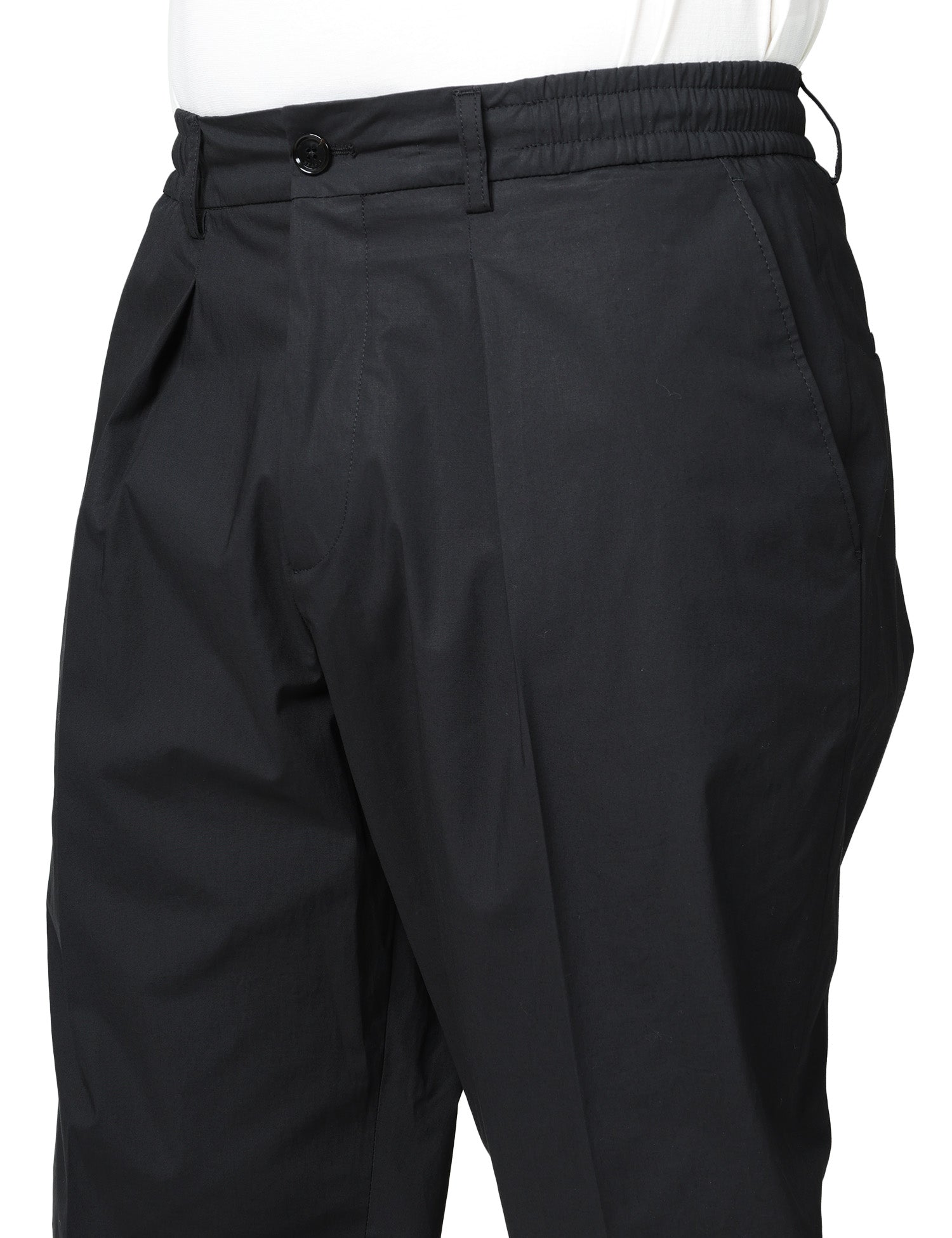 PANTALONE UOMO BEABLE NERO CON PINCES ED ELASTICO IN VITA