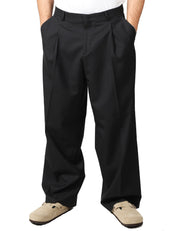 PANTALONE UOMO BEABLE NERO A GAMBA AMPIA CON PINCES