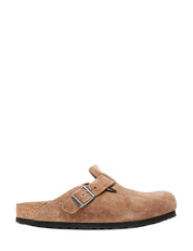 CIABATTA BIRKENSTOCK BOSTON DARK TEA IN PELLE SCAMOSCIATA CON CINTURINO SINGOLO