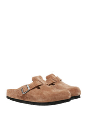 CIABATTA BIRKENSTOCK BOSTON DARK TEA IN PELLE SCAMOSCIATA CON CINTURINO SINGOLO