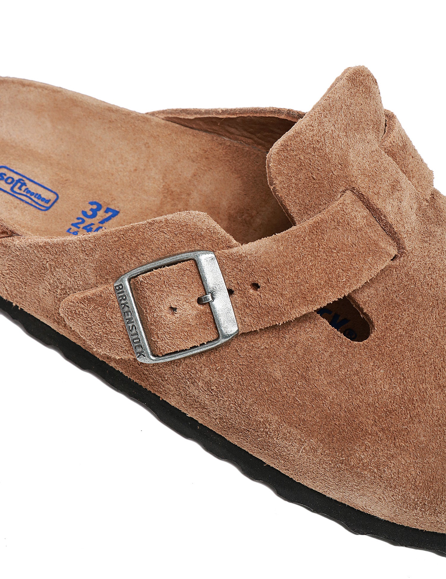 CIABATTA BIRKENSTOCK BOSTON DARK TEA IN PELLE SCAMOSCIATA CON CINTURINO SINGOLO
