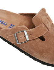 CIABATTA BIRKENSTOCK BOSTON DARK TEA IN PELLE SCAMOSCIATA CON CINTURINO SINGOLO