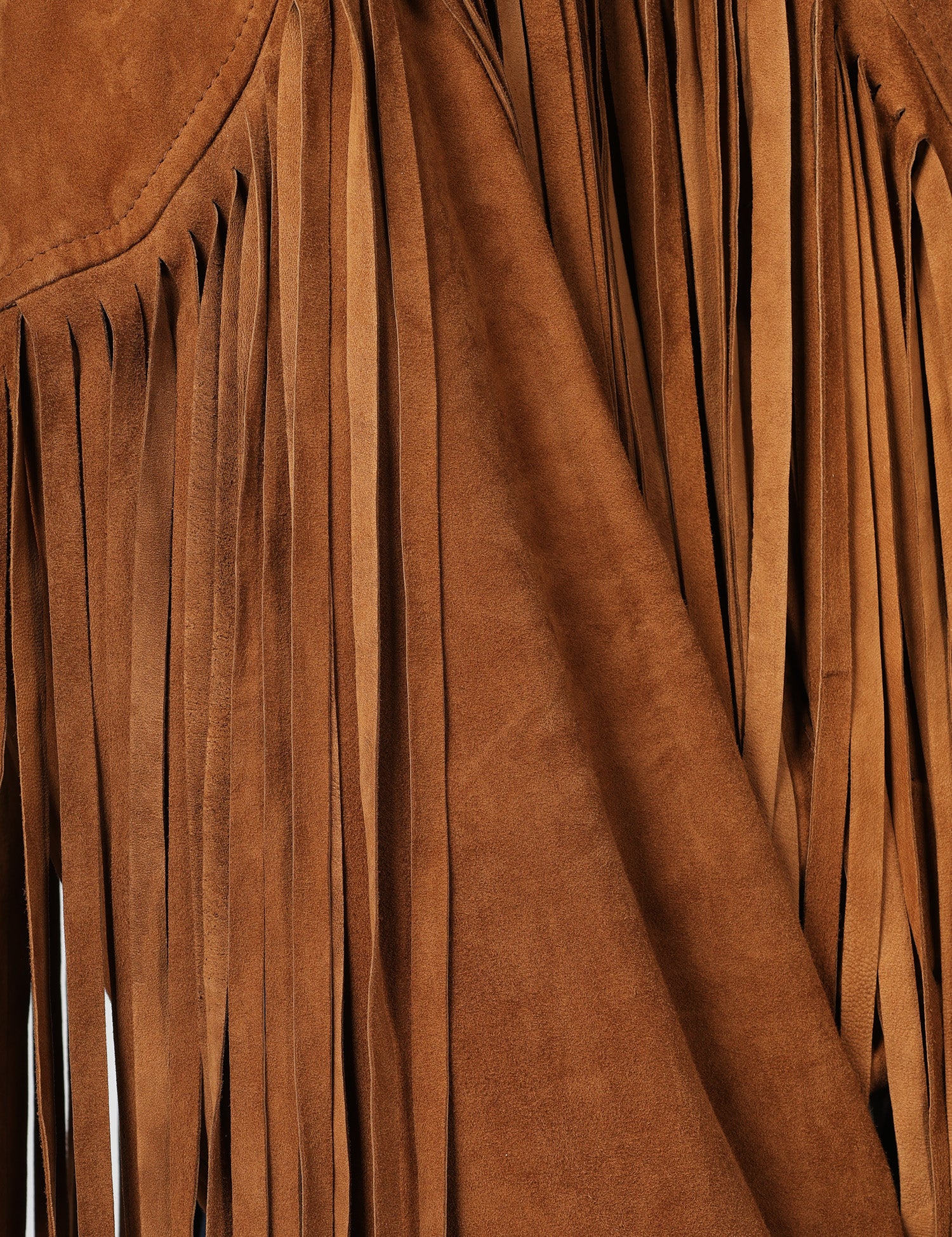 GIACCA DONNA BLUSOTTO BRENDA TABACCO IN CAMOSCIO CON FRANGE SULLE MANICHE